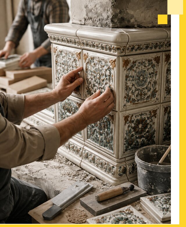 Изразцовые камины под ключ в Салавате: проект и монтаж