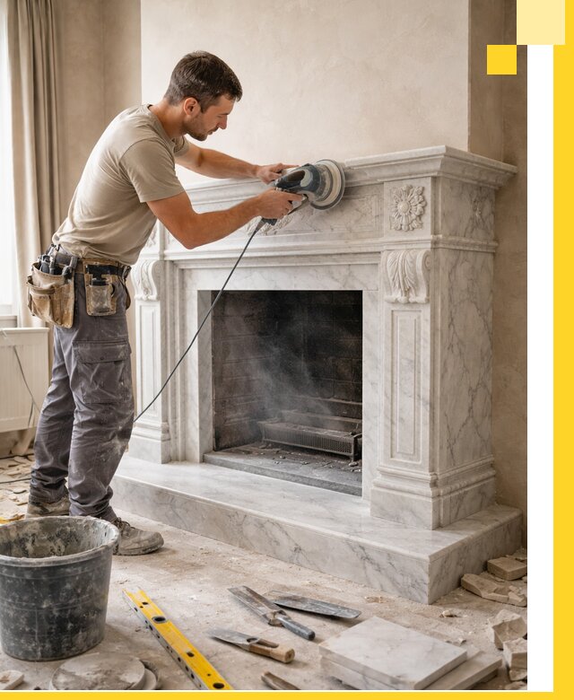 Изготовление и установка мраморных каминов в Салавате под ключ