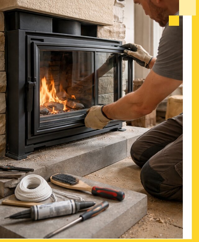 Производство, монтаж и доставка каминов со стеклом в Салавате