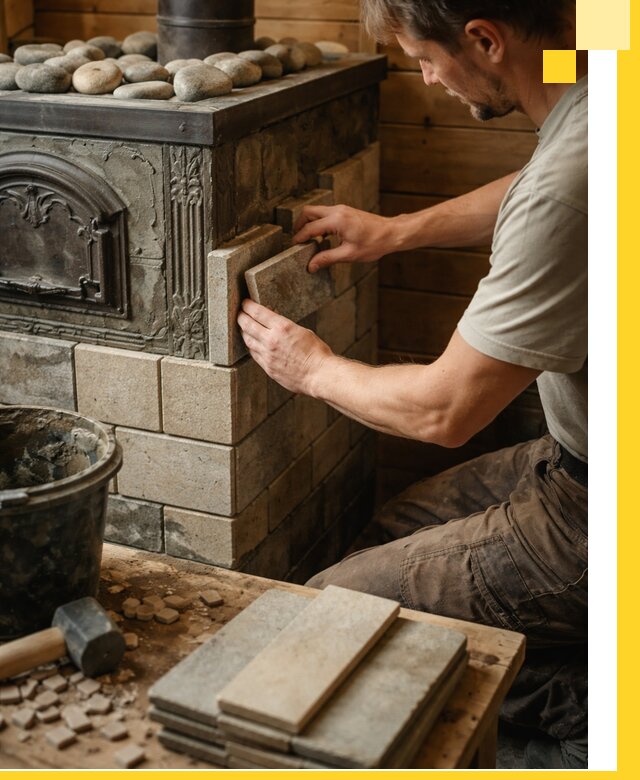 Облицовка банных печей в Салавате профессиональная отделка