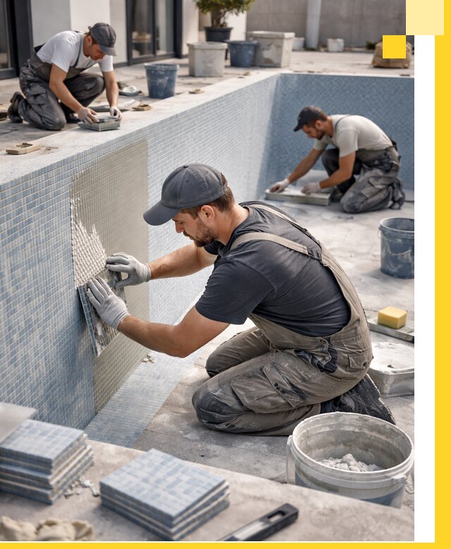 Облицовка бассейнов в Салавате плитка мозаика гидроизоляция