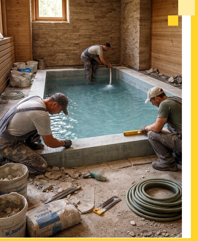 Проектирование и строительство бассейнов для бани в Салавате