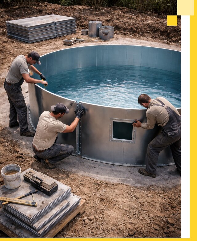 Круглые бассейны под ключ в Салавате проектирование и монтаж