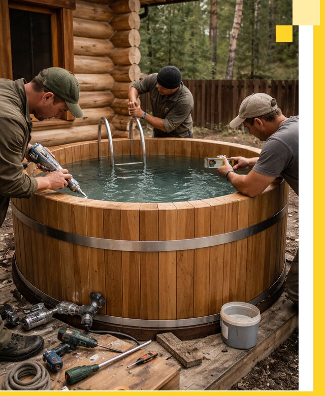 Строительство бань с купелью под ключ и отделкой в Салавате