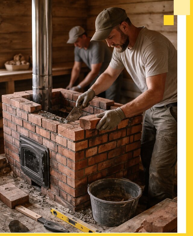 Кирпичные печи для бани под ключ в Салавате, проект и монтаж