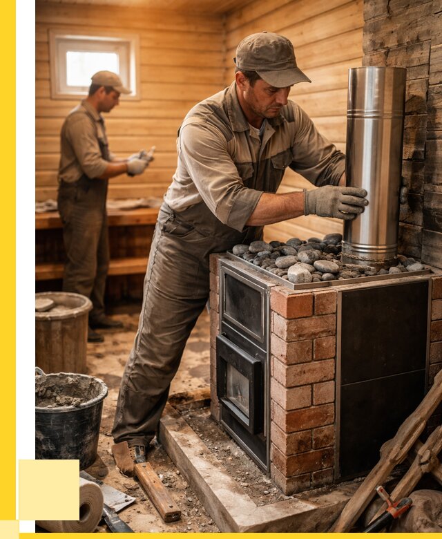 Монтаж печи в бане под ключ в Салавате от 21338 р. | ЭриданСлв