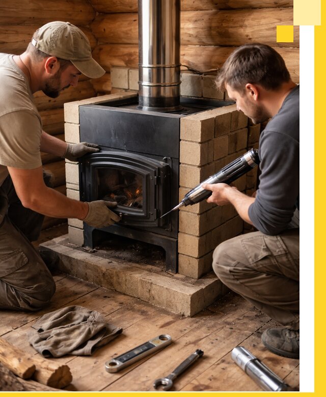 Монтаж и установка печи в бане под ключ с гарантией в Салавате