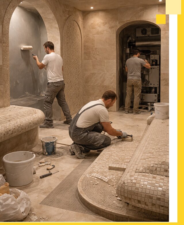 Строительство бани с хамамом и бассейном под ключ в Салавате