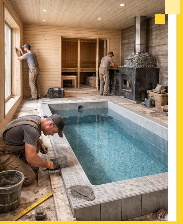 Проект бани с бассейном и сауной в Салавате под ключ