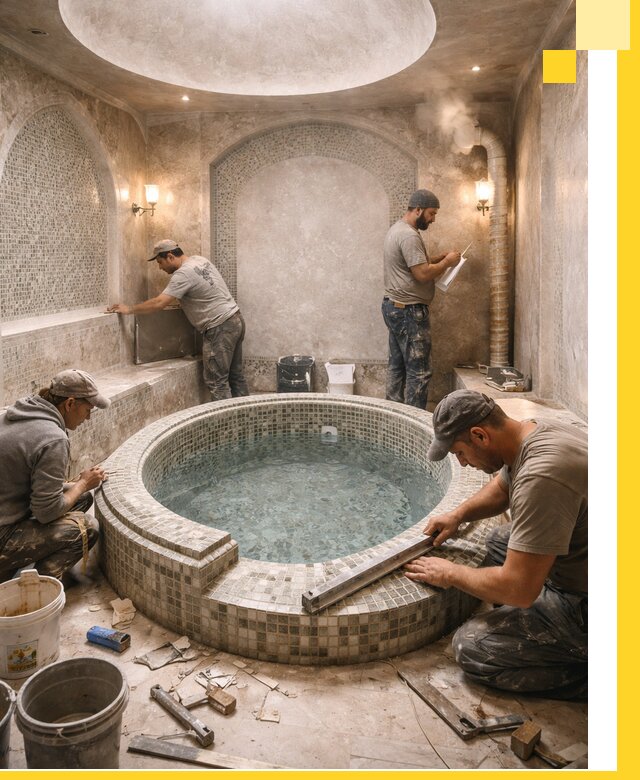 Профессиональное строительство хамама с бассейном в Салавате под ключ