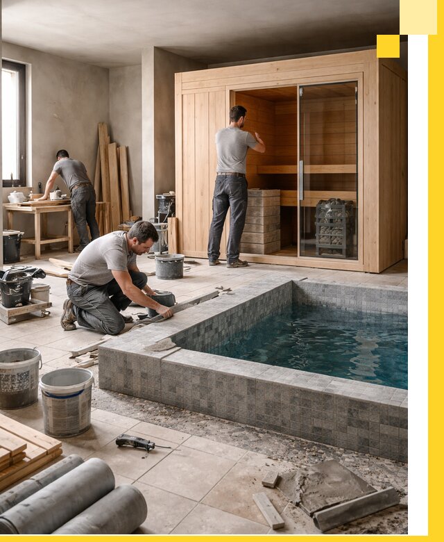 SPA зоны под ключ с бассейном сауной и печью в Салавате